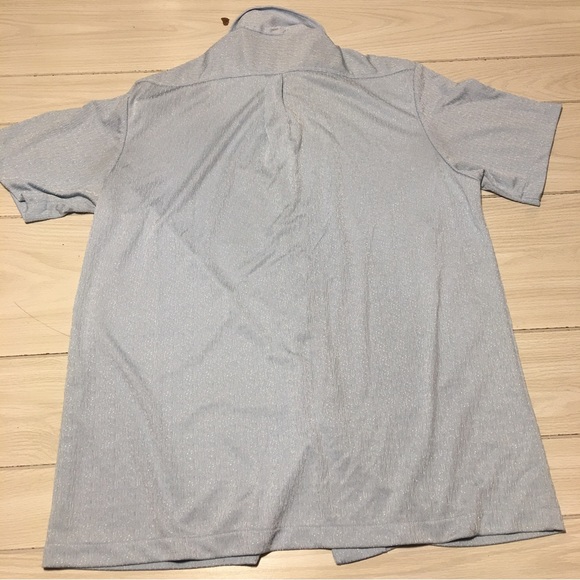 Power Play Made In USA Sheer Textured BUTTON UP SHIRT Casual 4XL Blue - Picture 2 of 7